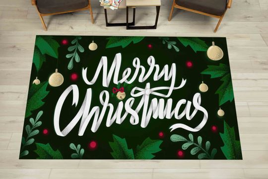 Merry Christmas Rug: Holiday Decor, Anti-Slip Carpet