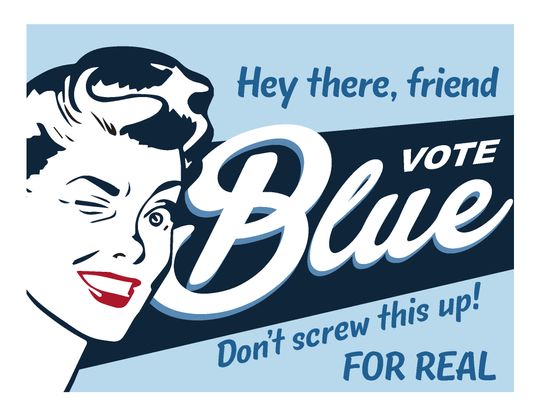 Discover Vote Blue Sign | DIGITAL DOWNLOAD | Funny Retro Protest Poster | Letter and Tabloid