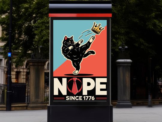 Discover No Kings in America Protest Sign  Patriotic Black Cat Anti-MAGA Poster, Political Rally