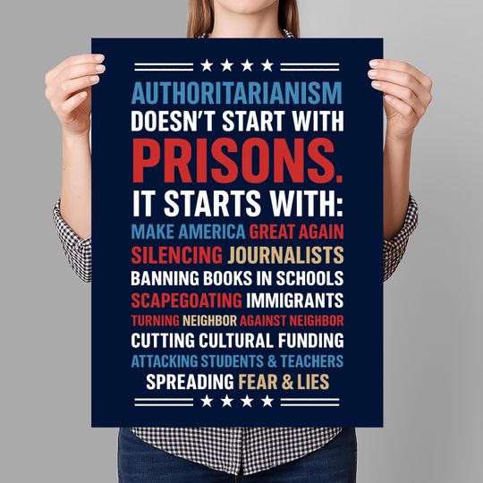 Discover No Kings Protest Sign PRINTABLE, Authoritarianism Doesn't Start Anti-Trump Poster For March,