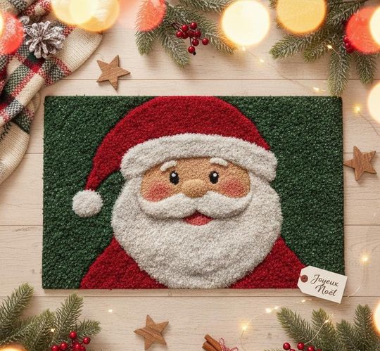 Discover Santa Claus Christmas Doormat  Holiday Welcome Mat  Festive