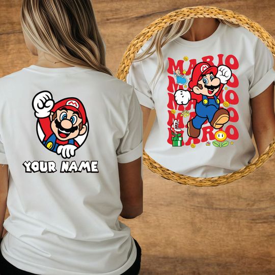 Custom Name Super Mario Birthday Tshirt, Super Mario Birthday Shirt, Mario Luigi Personalized Tshirt