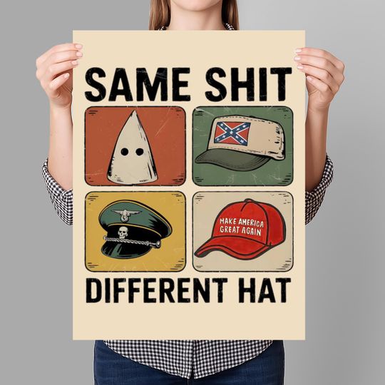 Discover No Kings Protest Sign , Pro Democracy, Anti-Trump, Resist Fascism Poster For March, Same Shit Different Hat, Political Rally Sign