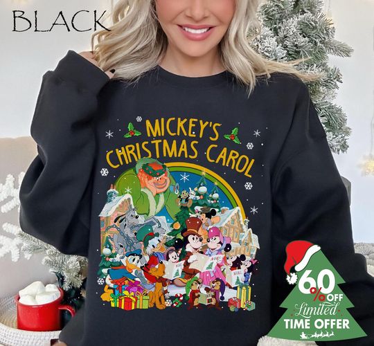 Discover Mickey's Christmas Carol Sweatshirt, Xmas Holiday Movie Vintage, Mickey and Friends Very Merry Party Hoodie, Magic Kingdom Family