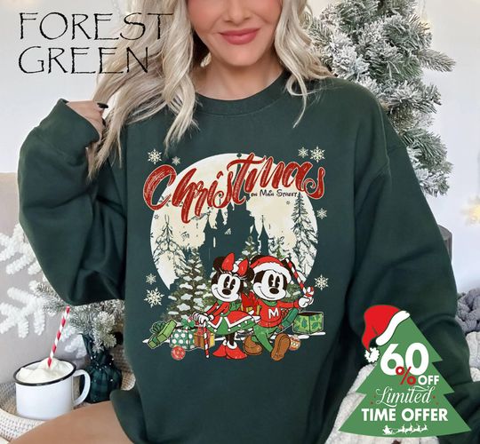 Discover Retro Mickey Minnie Christmas on Main Street shirt, Mickey's very merry Christmas party 2025 Tee, Family vacation matching shirts