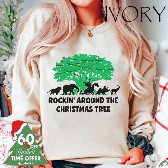 Discover Animal Kingdom Christmas Rockin' Around The Christmas Tree Shirt, Disneyland Animal Kingdom shirt, WDW Mickey Safari mode shirt