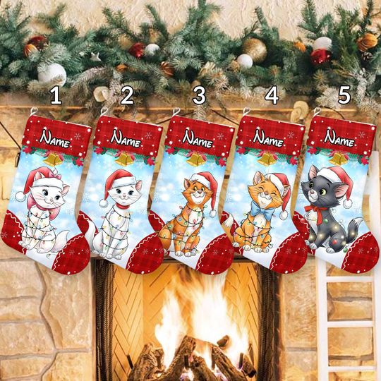Discover Personalized Disney Aristocats Christmas Stockings, Disney Cats Christmas Stockings, Custom Aristocats Christmas Lights Socks Gifts