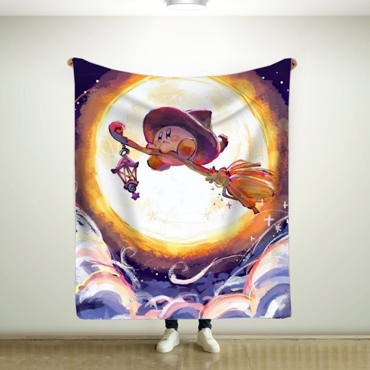 Kirby Fanart Fleece Blanket - Cozy Lightweight Plush Throw for Home & Couch Decor