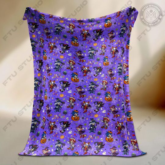 Discover Hedgehog Halloween Blanket - Cozy Throw for Bed Sofa -Beloved Hedgehog Characters - Gamer Decor Gift Soft Plush Bedding