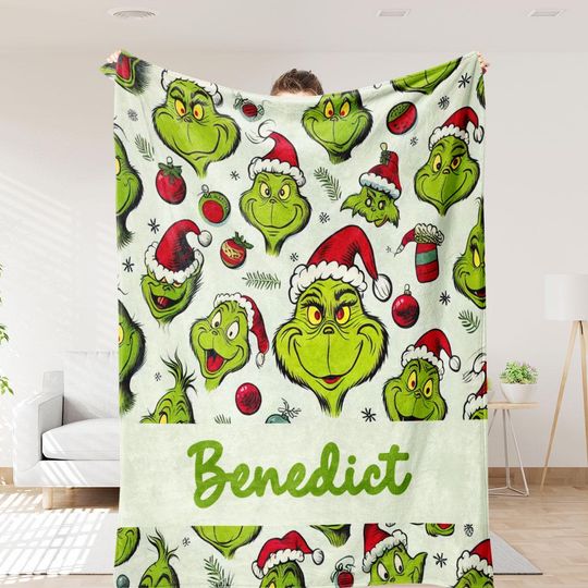 Discover Personalized Name funny character Blanket Grin Blanket Cartoon Blanket For Boy and Girl Best Gift Blanket Custom Christmas Blanket