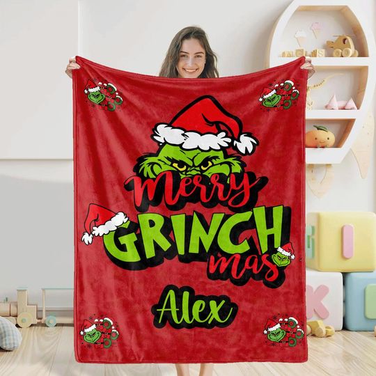 Discover Personalized Name funny character Blanket Grin Blanket Cartoon Blanket For Boy and Girl Best Gift Blanket Custom Christmas Blanket the funny character