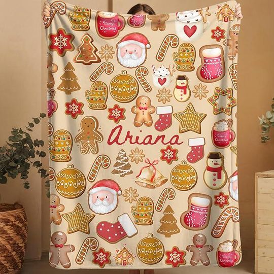 Discover Personalized Christmas Name Blanket, Custom Kids Gift Blanket, Baby Holiday, Winter Keepsake, Cozy Christmas Gift, Christmas Blanket