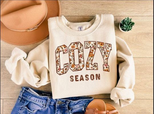 Discover Cozy Season Sweatshirt, Retro Fall Tshirt, Get Cozy Shirt, Womens Fall Tee, Thanksgiving Tee, Women Fall Shirt, Sweater Weather,Cozy Season