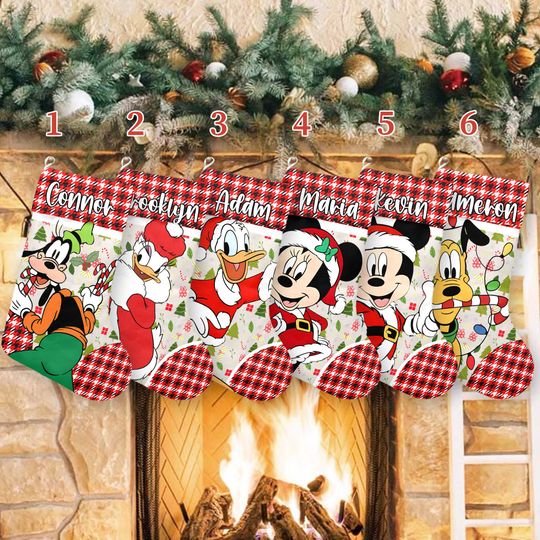 Discover Custom Mickey And Friends Xmas Stocking, Mickey Mouse Christmas Stockings, Mickey Christmas Home Decoration, Disney Stockings