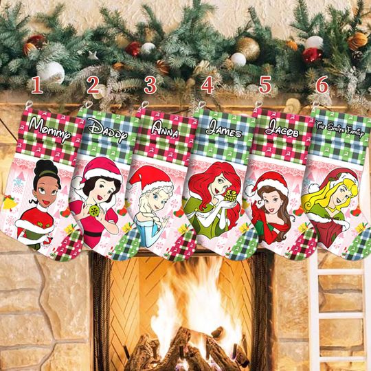 Discover Custom Disney Princess Xmas Stocking, Princess Christmas Stockings, Princess Christmas Home Decoration, Disney Stockings