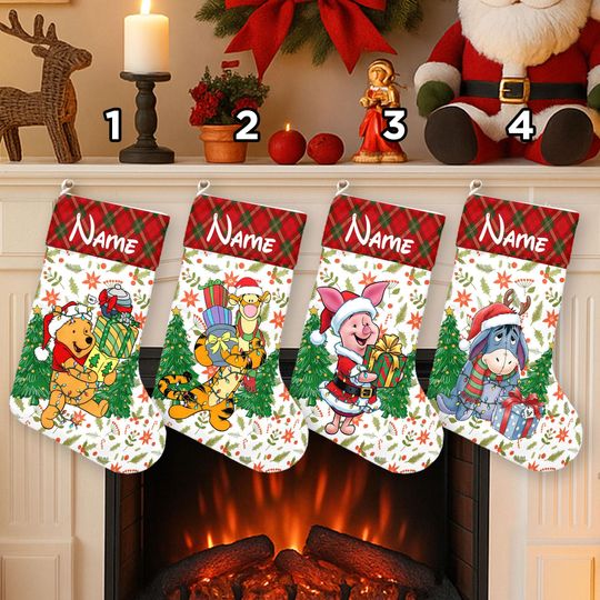 Discover Personalized Pooh & Friends Christmas Stockings, Disney Christmas Stockings, Winnie the Pooh Stockings Gift, Disney Socks