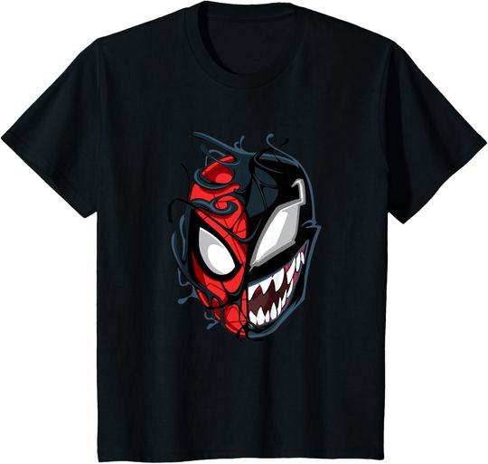 Discover Kids Marvel Spider-Man Classic Venom Peter Parker Split Mask T-Shirt