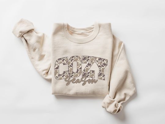Camo Cozy Season Sweatshirt, Retro Fall Shirt, Get Cozy Sweatshirt