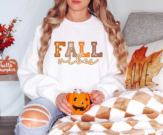Discover Fall Vibes Sweatshirt, Hello Fall, Fall Lover Sweatshirt, Cute Women Sweatshirt, Fall Sweatshirt, Fall Leopard Sweatshirt, Fall Time Shirt