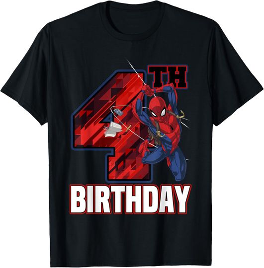 Discover Marvel Spider-Man Web Swing 4th Birthday T-Shirt