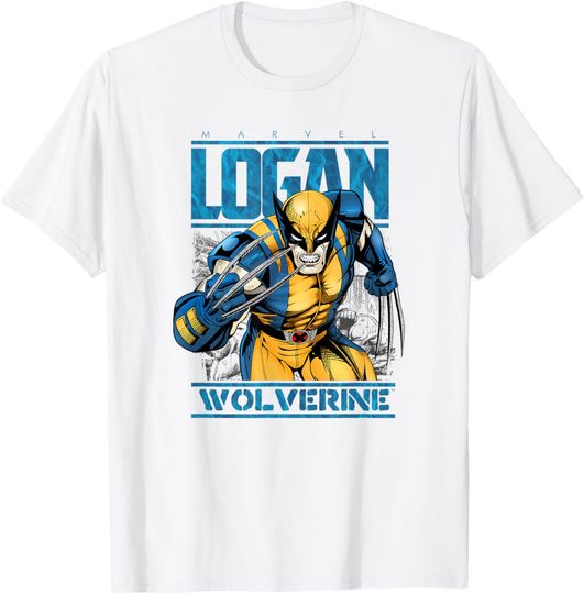 Discover Marvel Wolverine Classic Logan Retro Comic Logo T-Shirt