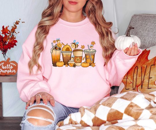 Discover Fall Bee Coffee Sweatshirt, Bee Lover Shirt, Bee Fall Shirt, Cute kids Fall Shirt, Kids Bee Shirt, Fall Girl Shirt, Fall Lover Sweater