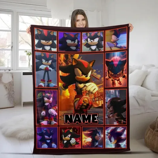 Discover Custom Sonic The Hedgehog BlanketPersonalized Shadow Hedgehog Blanket Fleece