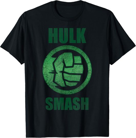 Discover Marvel Hulk Smash Fist Circle Logo Green Stone Poster T-Shirt