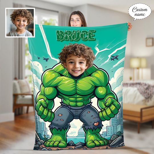 Personalized Hulk Flannel Blanket: Custom Kids Gift