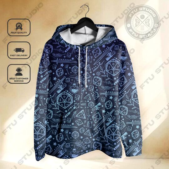 DD Dice Class Hoodie Sweatshirt for Dungeon Master Fantasy Game Collection
