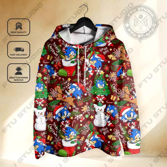 Hedgehog Christmas Hoodie Sweatshirt - Cozy Gamer Decor Gift
