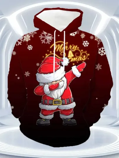 Discover Santa Claus & Snowflake with "Merry Christmas" 3D Print Hoodie - Adults & Youth