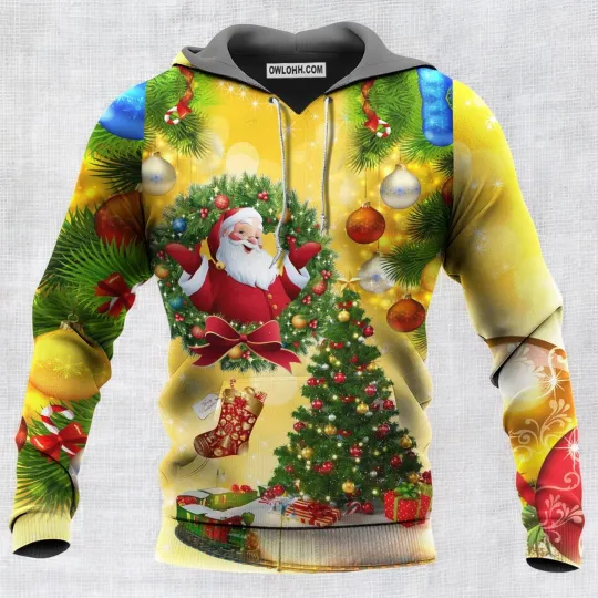 Discover Christmas Tree Yellow Santa Hoodi