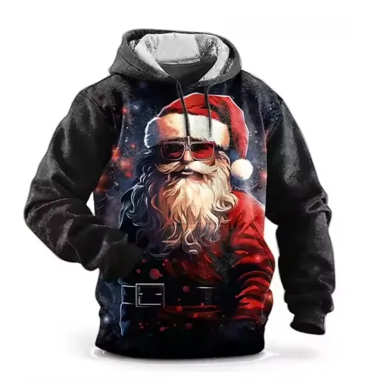 Discover Cool Santa Claus Hoodie Christmas Pullover Hipster Holiday Winter Sweatshirt