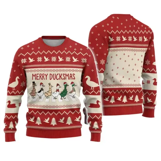 3D Christmas Sweater – Unisex Holiday Pullover, Santa Reindeer Print Winter