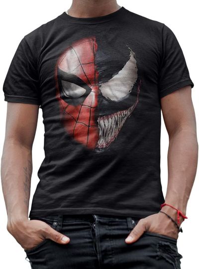 Marvel Spiderman Venom Spidey Faces Adult Mens T-Shirt