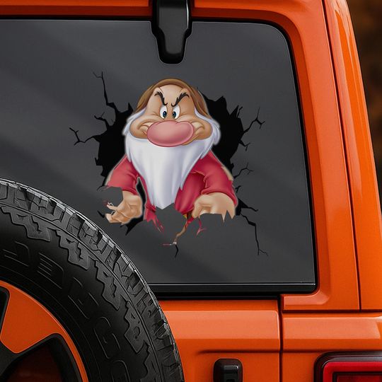 Discover Disney Grumpy Car Sticker, Snow White And The Seven Dwarfs Stickers, Grumpy Vinyl Decal, Cartoon Grumpy Bumper Sticker, Grumpy Car Decal