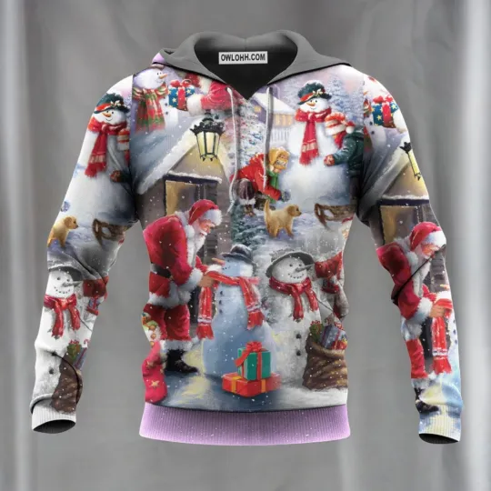 Discover Christmas Santa Claus Build Snowman Gift For You Hoodie