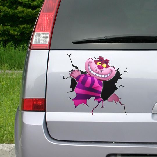 Discover Disney Cheshire Cat Sticker, Alice In Wonderland Car Sticker, Cheshire Cat Vinyl Decal, Cartoon Character Car Decal, Cat Bumper Sticker