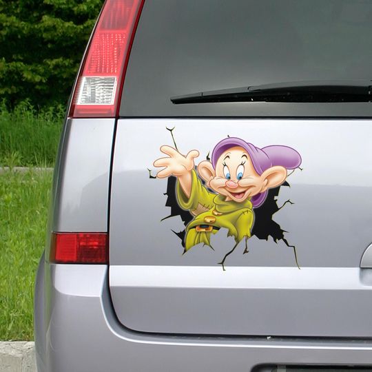 Disney Dopey Car Sticker, Snow White And The Seven Dwarfs Sticker, Dopey Vinyl Decal, Cartoon Dopey Bumper Sticker, Magic Kingdom Car Decal