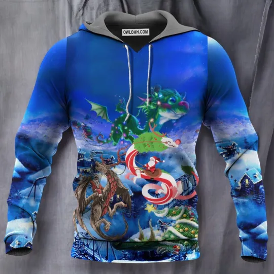 Discover Christmas Santa Riding A Dragon Hoodie
