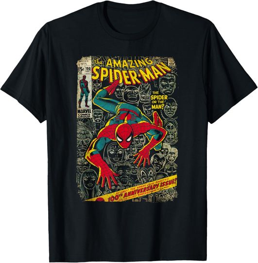 Discover Marvel Spider-Man Comic Book Anniversary Short Sleeve T-Shirt