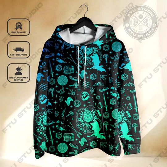Dungeon Dragon Hoodie Shirt Class Shirt Role Playing Gifts