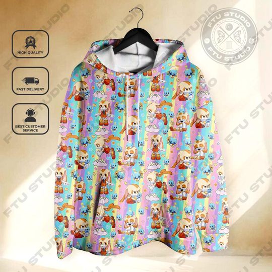 Discover Cream Rabbit Hedgehog Hoodie Sweatshirt, Cheese Chaos Gamer Shirt Comfort Fit Gaming Sweatshirt Video Game Shirt for Fans