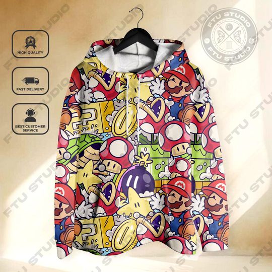 Discover Mario Hoodie: Video Game Sweatshirt, Retro Gaming Party