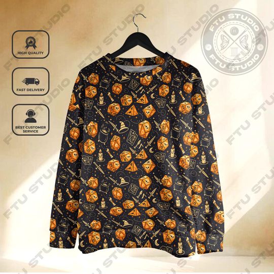 Dice Dungeon Master Hoodie: Fantasy Gaming Sweatshirt with Runes