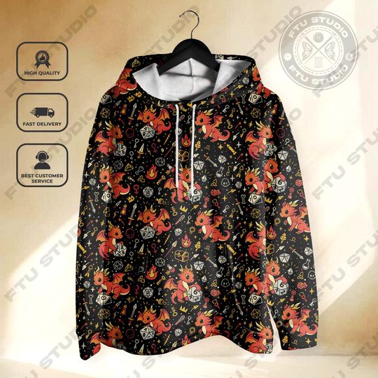 Dragon Dice Hoodie: Fantasy Gaming Sweatshirt, Dungeon Master Gift