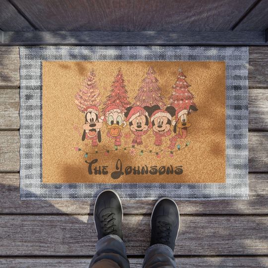 Discover Custom Disney Christmas Welcome Doormat, Mickey and Friends Door Mat, Christmas Mickey Welcome Mat, Holiday Home Decoration, Christmas Gift