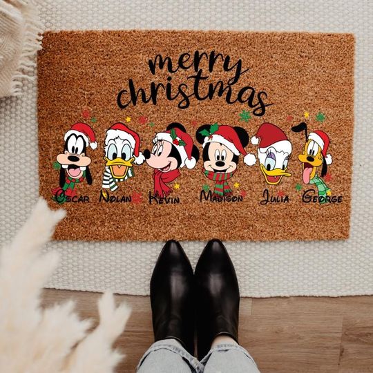 Discover Merry Christmas Famliy  Doormat, Disney Christmas Welcome Mat, Mickey  Doormat, Home Decor,  Minnie Mouse Decor