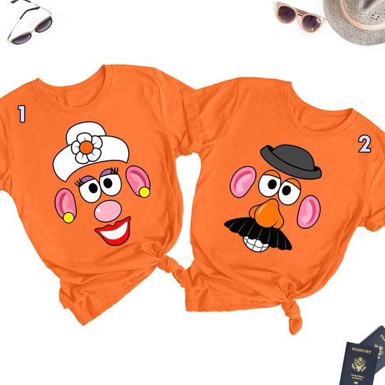 Discover Characters Head Face Couple Shirt, Funny Potato Head Matching Shirt, Movie Couple Family Shirt, Honeymoon Outfit, Birthday Gifts